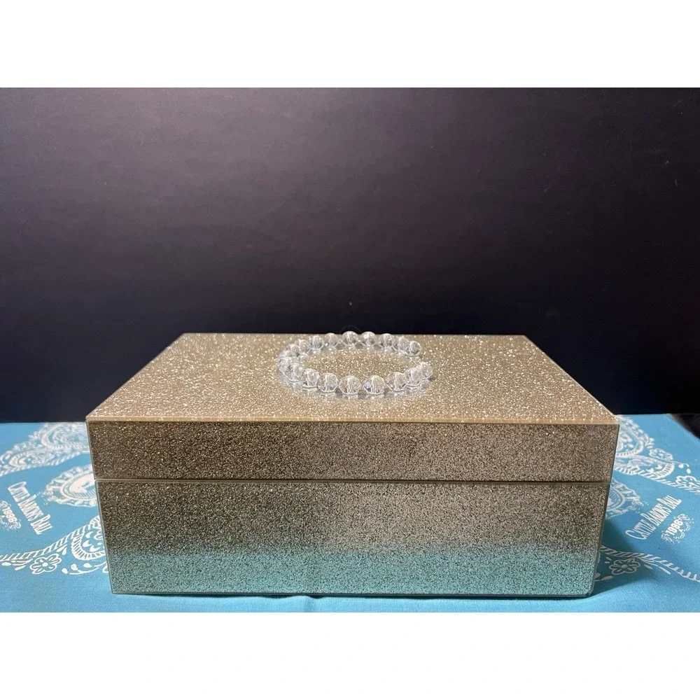 BEAUTIFUL SPARKLING GOLD INITIAL C 8X5X3 JEWELRY/TRINKET BOX  ( 1532)‎